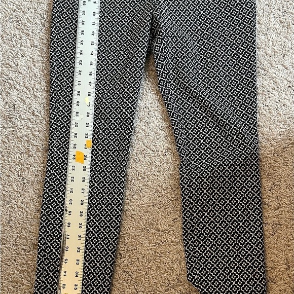 Loft Marissa Skinny Black/Tan Woven Geometric Pattern Classic Career Pants Sz 8 - Picture 10 of 10